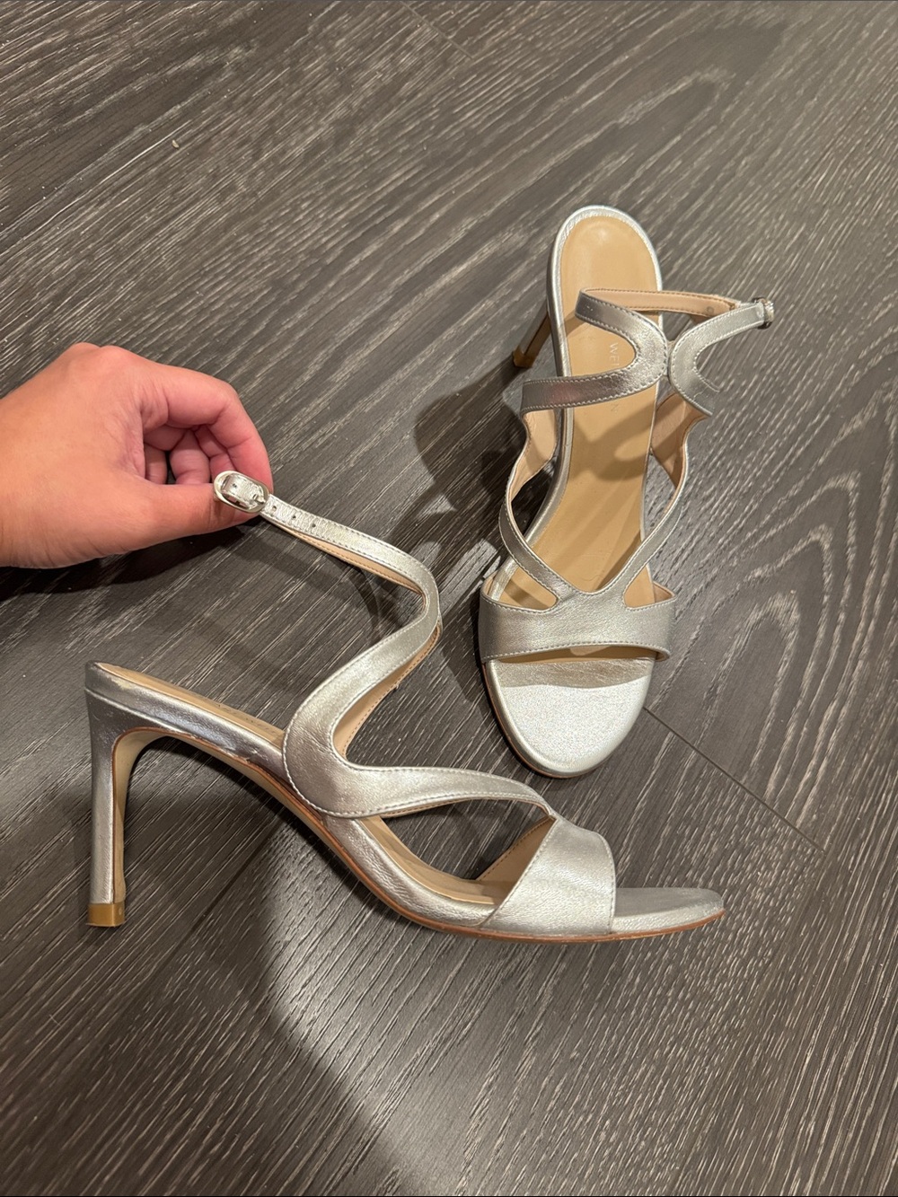 Silver Strappy High Heel Sandals for Women
